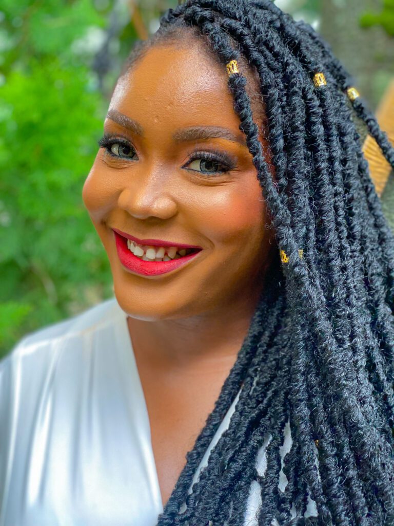 Flora. Black girl makeup, locs hairstyle